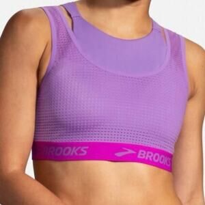 Brooks Drive Mesh‎ Run Bra Purple Magenta Padded Running Sports Bra Small